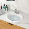 20.3 Inch Drop In Bathroom Sink White Porcelain 20.3x18 inch Ceramic Vitreous Above Counter Vanity Lavatory Sink with 3 Vessel Style Basin - Image 2