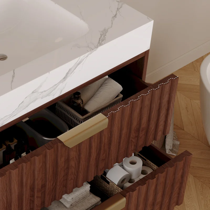 30" Modern Floating Bathroom Vanity with Seamless Sintered Stone Top & Ceramic Basin – 2 Soft-Close Drawers, Wall-Mounted - Image 11