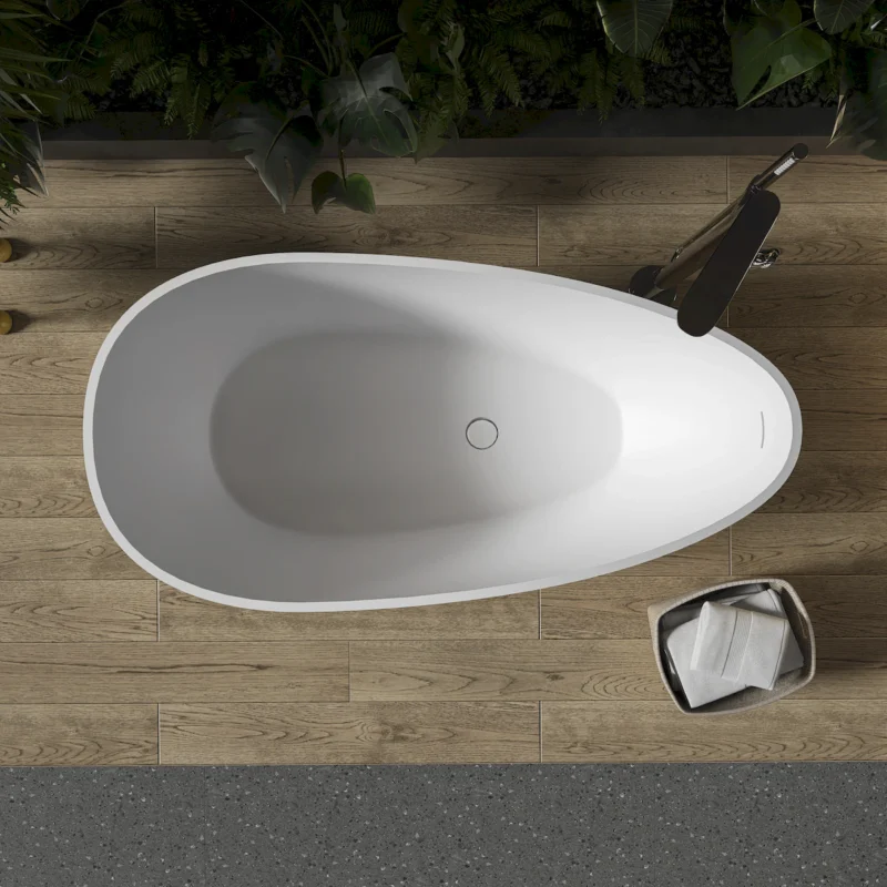 59 inch freestanding egg shape solid surface bathtub for the bathroom - Image 13
