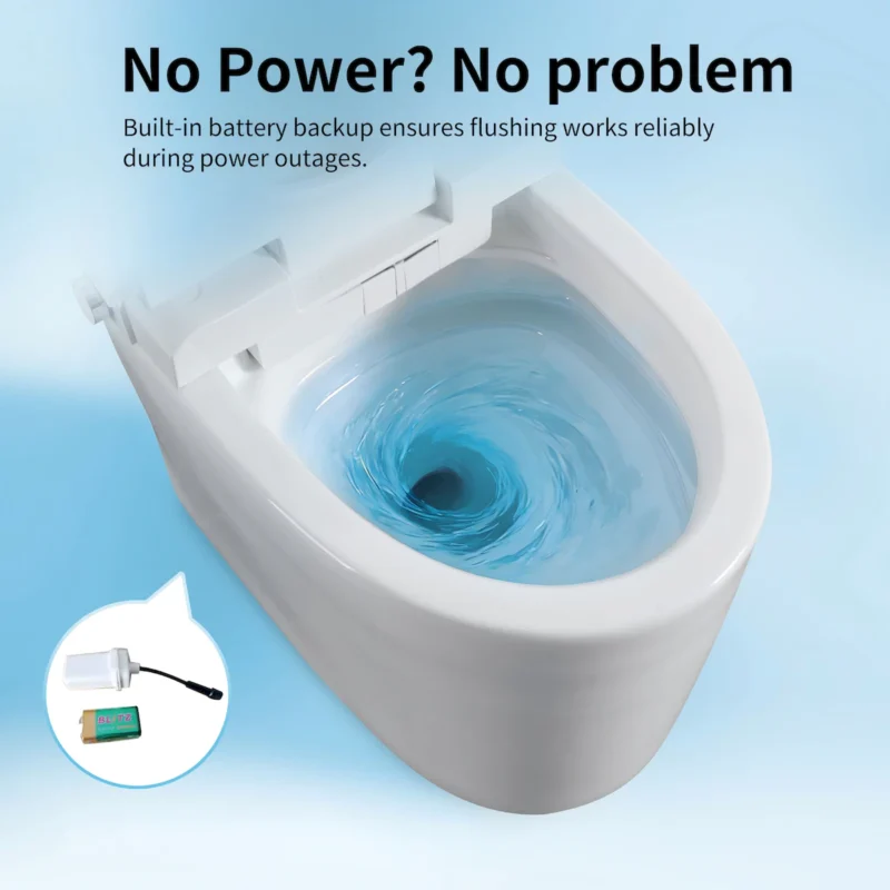 Tankless Smart Toilet With Bidet Built In, One-piece Bidet Toilet Seat, Auto Flush, Auto Open/Close,Heated Seat, Warm Water and Dry, Adjustable Temp,Remote Control Side Know - Image 6