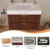 30" Modern Floating Bathroom Vanity with Seamless Sintered Stone Top & Ceramic Basin – 2 Soft-Close Drawers, Wall-Mounted - Image 9