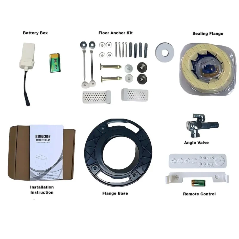 Tankless Smart Toilet With Bidet Built In, One-piece Bidet Toilet Seat, Auto Flush, Auto Open/Close,Heated Seat, Warm Water and Dry, Adjustable Temp,Remote Control Side Know - Image 8