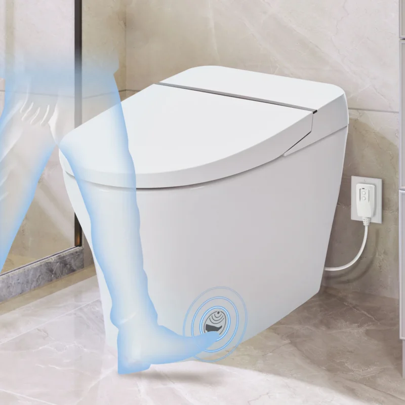 Heated Seat Smart Toilet without Bidet, Upmarket Compact Dual Flush Toilet 1/1.28 GPF, Tank less toilet with Adjustable Temp Heated Seat, Foot sensor Flush, White Night Light, Knob Control,Auto Flush - Image 11