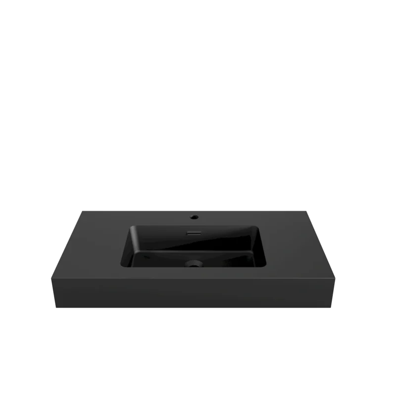 BB02-36-109, Integrated engineered solid surface basin WITHOUT drain and faucet, matte black color - Image 11