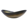 Bathroom Artistic Tempered Glass Gilded black Vessel Bathroom Sink with Black Pop-up Drain, Boat Shape Bathroom Sink Above Counter (no Faucet) - Image 9