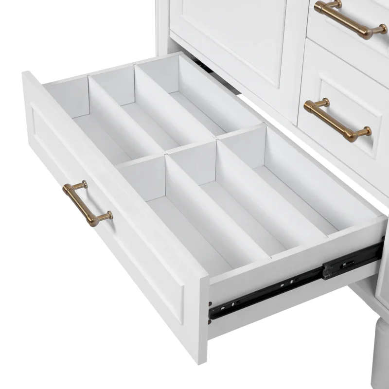 30" Bathroom Vanity with Ceramic Sink, Soft-Close Door with Built-in Shelf, Deep Drawer, Standard Drawer, Long Divider Drawer, Ample Storage Cabinet for Bathroom, Modern & Functional Design - Image 9