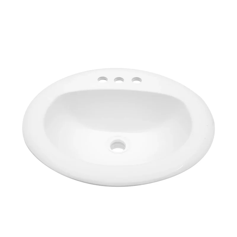 20.3 Inch Drop In Bathroom Sink White Porcelain 20.3x18 inch Ceramic Vitreous Above Counter Vanity Lavatory Sink with 3 Vessel Style Basin - Image 10