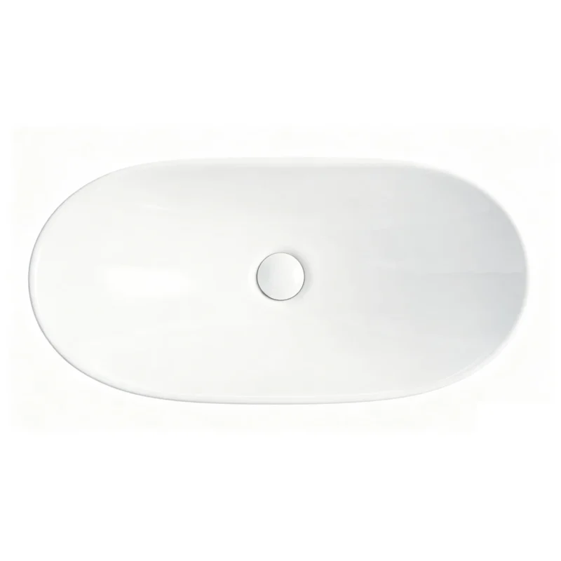 White Oval Ceramic Vessel Sink, Modern Minimalist Art Bathroom Sink Bowl, Countertop Vanity Basin - Image 8