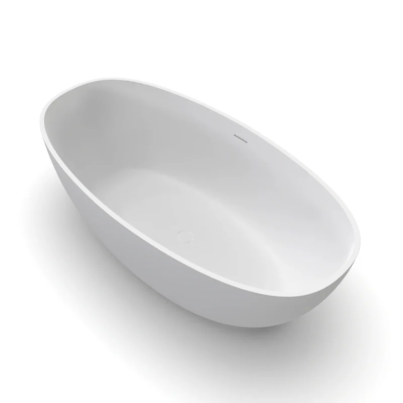 61 inch small size artificial stone solid surface freestanding bathroom bathtub - Image 3