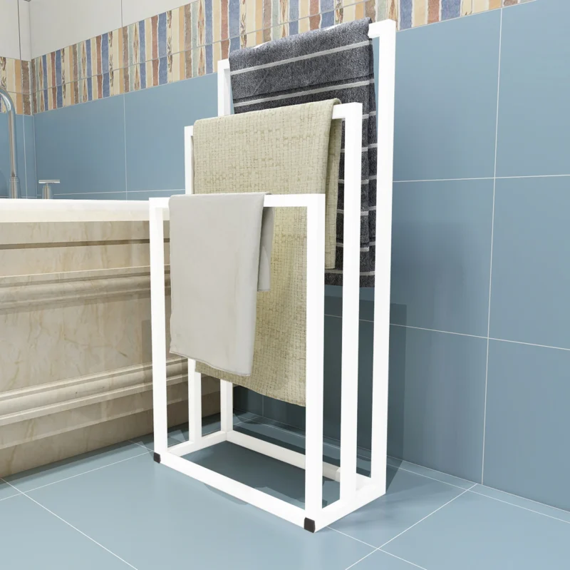 Metal Freestanding Towel Rack 3 Tiers Hand Towel Holder Organizer for Bathroom Accessories, White - Image 6