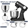 Plum Chef 5.5QT Electric Stand Mixer, 12-Speed Tilt-Head Food Mixer, Dough Mixer with Dishwasher Safe Stainless Steel Bowl, Dough Hook, Flat Beater, Whisk, Splash Guard, Black - Image 8