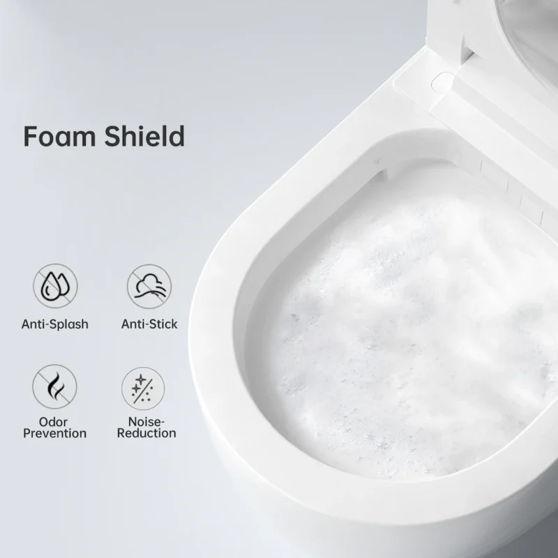 Modern integrated Smart toilet, Auto Open/Close lid, temperature heating seat, instant warm water cleaning, can automatically flush, remote control flush, foot sensing flush - Image 5