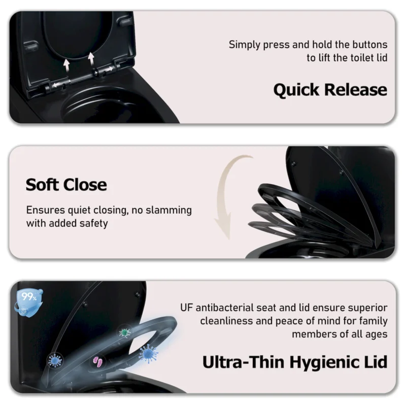 1.1/1.60 GPF Dual-Flush One Piece Toilet, Water-Saving Elongated Comfort Height Floor Mounted, Soft Close Seat, 1000 Gram Map Flushing Score Toilet, Matte Black GF-24T01-MB - Image 9