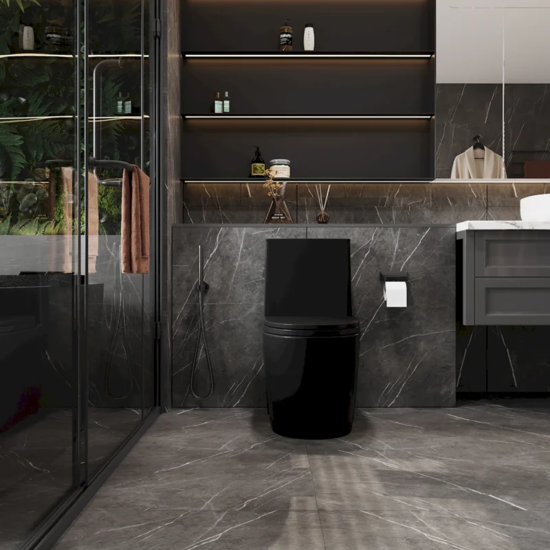 1.1/1.6 GPF Tornado Flush One-Piece Toilet for bathrooms,Siphonic S-trap 12",Elongated Bowl with Soft Close Seat,Powerful Dual Flush MAP 1000g,Comfort Chair Seat ADA Height 17", Matte black 26T01-MB - Image 6