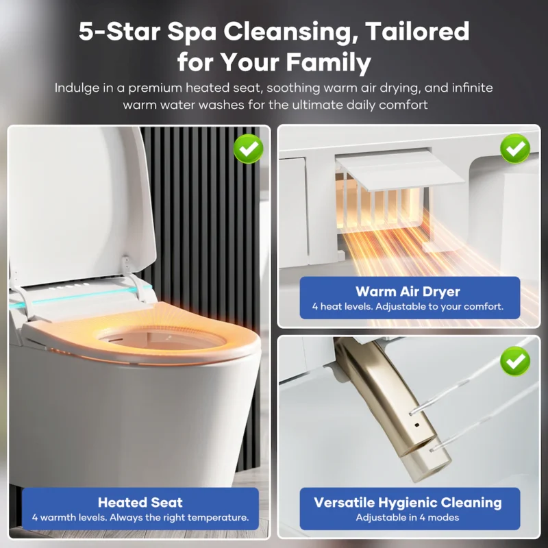 Wall-mounted Smart Toilet, Automatic Lid Opening, No Water Pressure Limitation, Wall Drain, All-in-One Bidet with Aromatherapy Deodorization for Home Use - Image 11