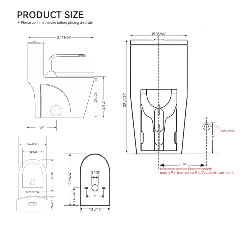 UPGRADED DESIGN Armrest, With 1.28/0.8 GPF Tornado Flush One-Piece Toilet, Siphonic S-trap 12", Soft Close Seat,Dual Flush MAP 1000g,Comfort Chair Seat ADA Height 17",Glossy White GW-007 - Image 7