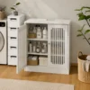 Washbasin cabinet without basin, louvered double-door floor-standing bathroom vanity and storage unit, white bathroom floor-standing storage cabinet. - Image 9