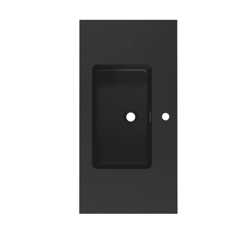 BB02-36-109, Integrated engineered solid surface basin WITHOUT drain and faucet, matte black color - Image 9