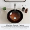 Amber Tempered Glass Vessel Sink, Round Artistic Textured Bathroom Sink Bowl, Countertop Vanity Basin - Image 6