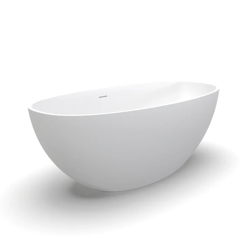 61 inch small size artificial stone solid surface freestanding bathroom bathtub - Image 2