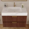 30" Modern Floating Bathroom Vanity with Seamless Sintered Stone Top & Ceramic Basin – 2 Soft-Close Drawers, Wall-Mounted - Image 3