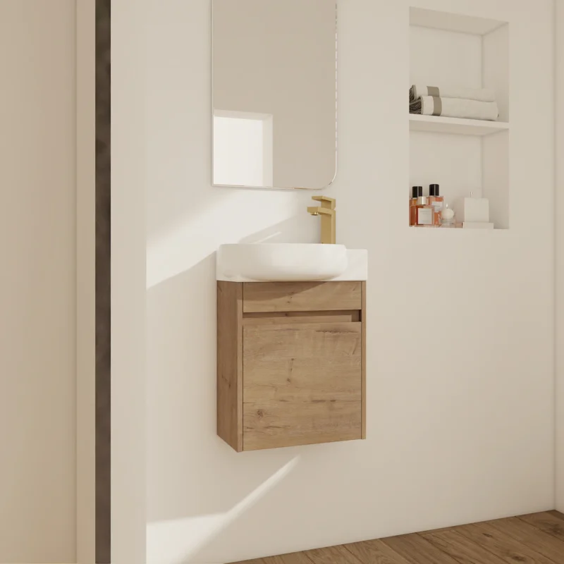 Soft Close Doors Bathroom Vanity With Sink,16 Inch For Small Bathroom - Image 4