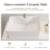 36" Wall-Mounted Bathroom Vanity with Vessel Ceramic Sink & Plywood Countertop – Soft-Close Door & Drawers, Floating Design - Image 4