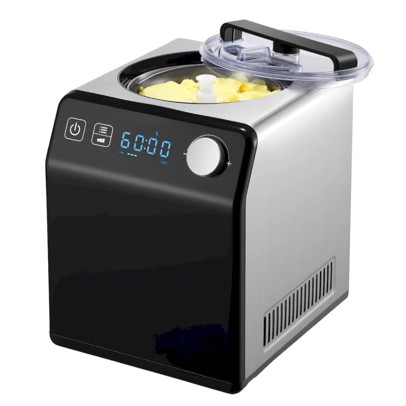 Upright Automatic Ice Cream Maker with Built-in Compressor, 2 Quart No Pre-freezing Fruit Yogurt Machine, Stainless Steel Electric Sorbet Maker, 4 Modes Gelato Maker with Digital Display & Timer - Image 5