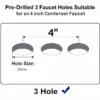 20.3 Inch Drop In Bathroom Sink White Porcelain 20.3x18 inch Ceramic Vitreous Above Counter Vanity Lavatory Sink with 3 Vessel Style Basin - Image 8