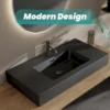 BB02-36-109, Integrated engineered solid surface basin WITHOUT drain and faucet, matte black color - Image 6