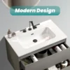 BB0930Y331, Integrated white ceramic basin with three predrilled faucet holes, faucet and drain assembly NOT included - Image 8