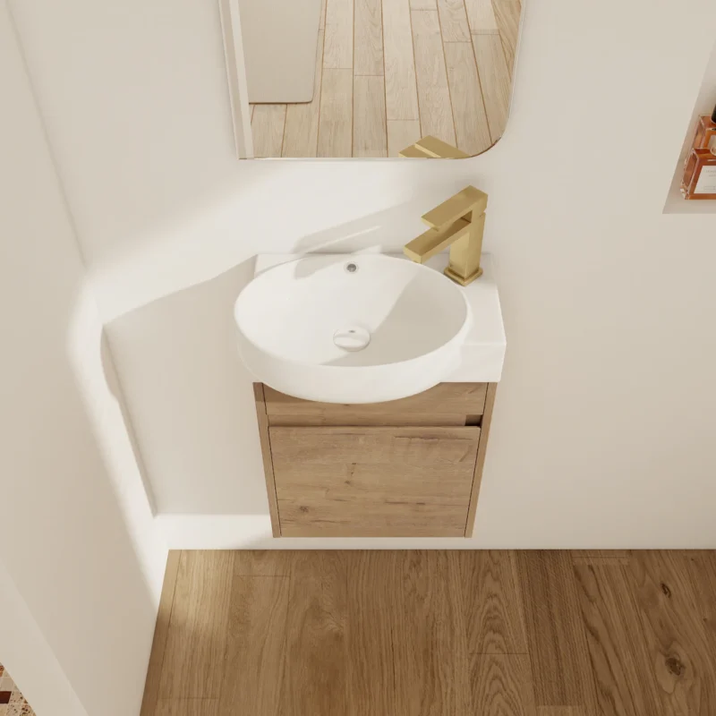 Soft Close Doors Bathroom Vanity With Sink,16 Inch For Small Bathroom - Image 5