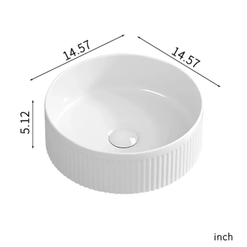 Small Bathroom Sink, 14 Inch Round Bathroom Sinks Above Counter, Porcelain Ceramic White Vessel Sink, Modern Sink, Sink Bowls for Bathroom Vanity Cabinet, Bathroom Sink, Art Wash Basin - Image 4