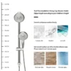 5" Multi Function Dual Shower Head, with Adjustable Slide Bar,Chrome - Image 4