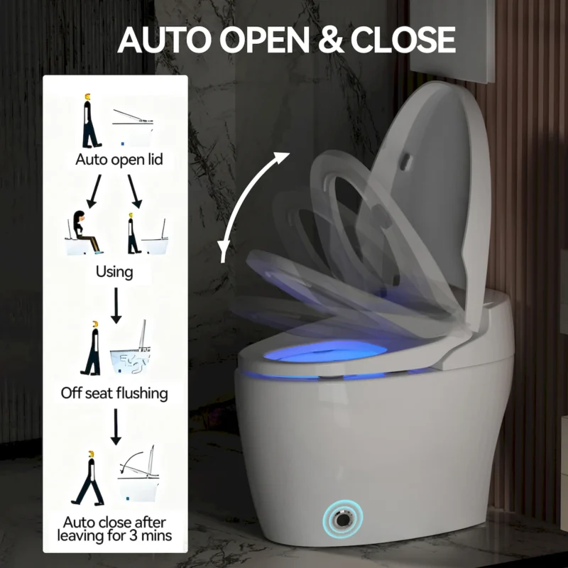 Smart Toilets with Heated Bidet Seat.Portable toilet with bidet built.Intelligent Toilet Auto Open/Close Seat. Bidet toilet with Dryer and Warm Water - Image 7