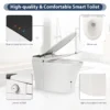 Heated Seat Smart Toilet, One Piece Toilet, Automatic Flush Tankless Toilet without Bidet, with Foot sensor Flush, Blue Night Light, Knob Control, Power Outage Flushing, Soft Close Cover,White - Image 3