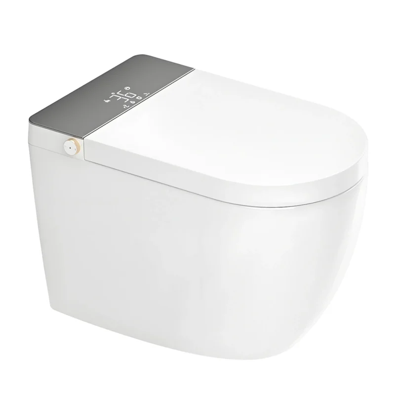 Modern integrated Smart toilet, Auto Open/Close lid, temperature heating seat, instant warm water cleaning, can automatically flush, remote control flush, foot sensing flush - Image 7