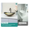 Bathroom Artistic Tempered Glass Gilded black Vessel Bathroom Sink with Black Pop-up Drain, Boat Shape Bathroom Sink Above Counter (no Faucet) - Image 5