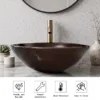 Amber Tempered Glass Vessel Sink, Round Artistic Textured Bathroom Sink Bowl, Countertop Vanity Basin - Image 5
