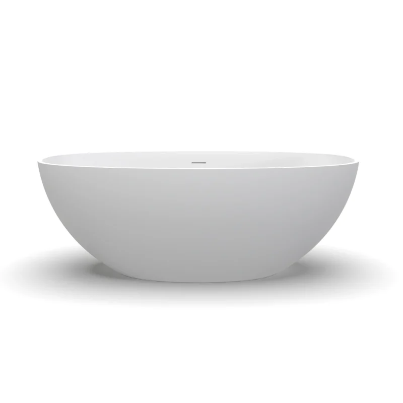 61 inch small size artificial stone solid surface freestanding bathroom bathtub - Image 5