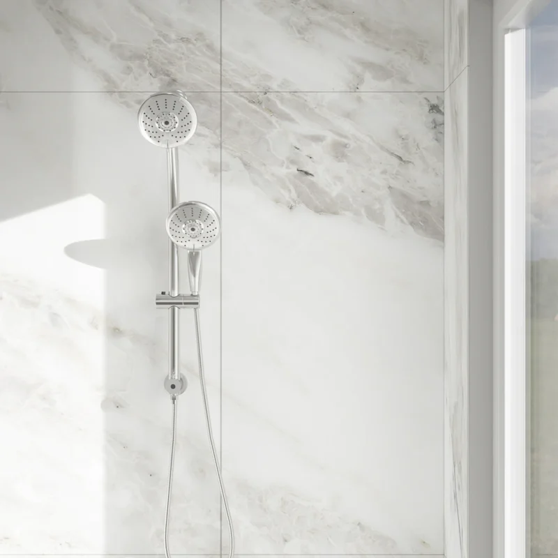 5" Multi Function Dual Shower Head, with Adjustable Slide Bar,Chrome - Image 3