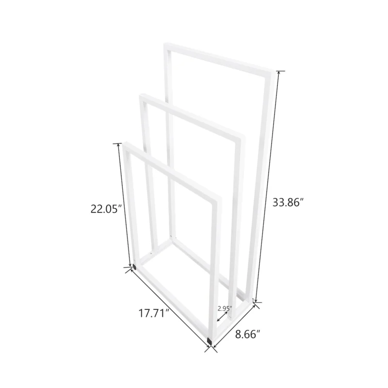 Metal Freestanding Towel Rack 3 Tiers Hand Towel Holder Organizer for Bathroom Accessories, White - Image 2