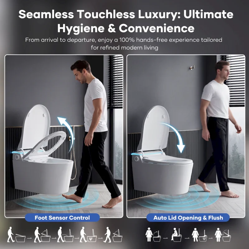 Wall-mounted Smart Toilet, Automatic Lid Opening, No Water Pressure Limitation, Wall Drain, All-in-One Bidet with Aromatherapy Deodorization for Home Use - Image 8