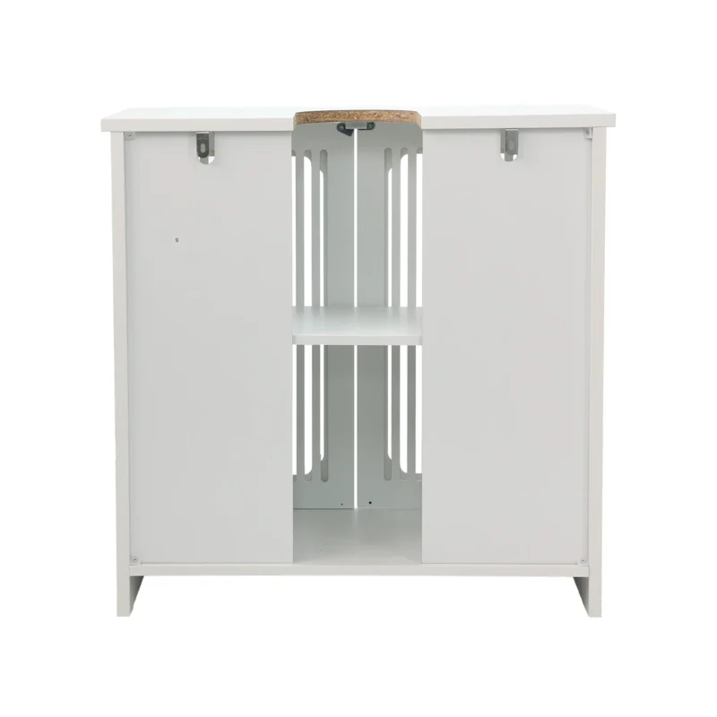 Washbasin cabinet without basin, louvered double-door floor-standing bathroom vanity and storage unit, white bathroom floor-standing storage cabinet. - Image 6