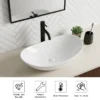 White Oval Ceramic Vessel Sink, Modern Minimalist Art Bathroom Sink Bowl, Countertop Vanity Basin - Image 5