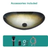 Bathroom Artistic Tempered Glass Gilded black Vessel Bathroom Sink with Black Pop-up Drain, Boat Shape Bathroom Sink Above Counter (no Faucet) - Image 4