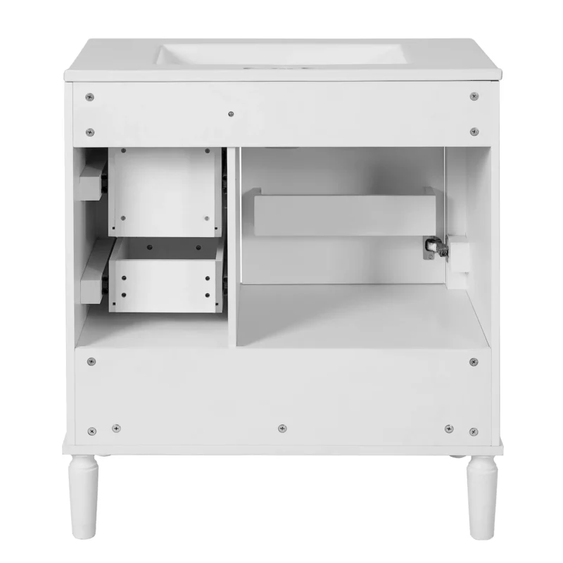 30" Bathroom Vanity with Ceramic Sink, Soft-Close Door with Built-in Shelf, Deep Drawer, Standard Drawer, Long Divider Drawer, Ample Storage Cabinet for Bathroom, Modern & Functional Design - Image 2