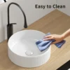 Small Bathroom Sink, 14 Inch Round Bathroom Sinks Above Counter, Porcelain Ceramic White Vessel Sink, Modern Sink, Sink Bowls for Bathroom Vanity Cabinet, Bathroom Sink, Art Wash Basin - Image 3