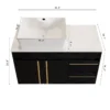 36" Wall-Mounted Bathroom Vanity with Vessel Ceramic Sink & Plywood Countertop – Soft-Close Door & Drawers, Floating Design - Image 2