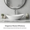 White Oval Ceramic Vessel Sink, Modern Minimalist Art Bathroom Sink Bowl, Countertop Vanity Basin - Image 4